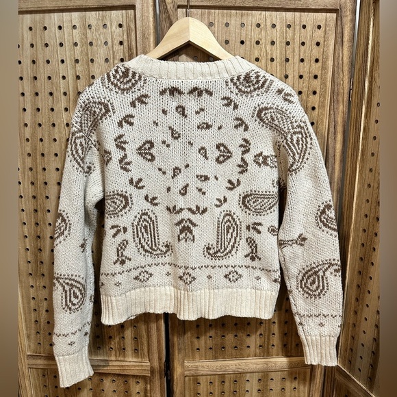American Eagle Cream Paisley Button UP Cardigan Sweater - Picture 5 of 5